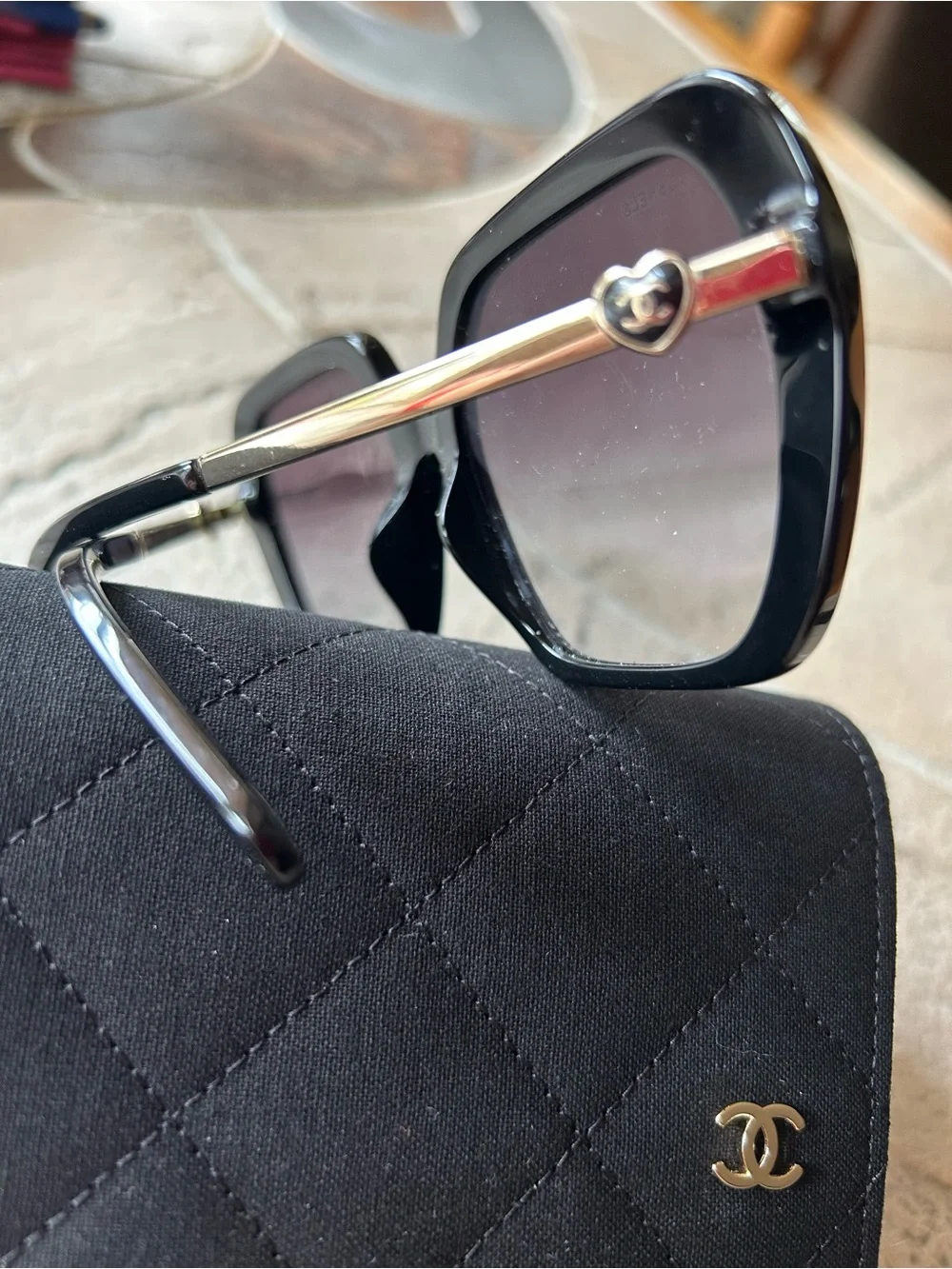 CHANEL Black Oversized Square Gradient Sunglasses
